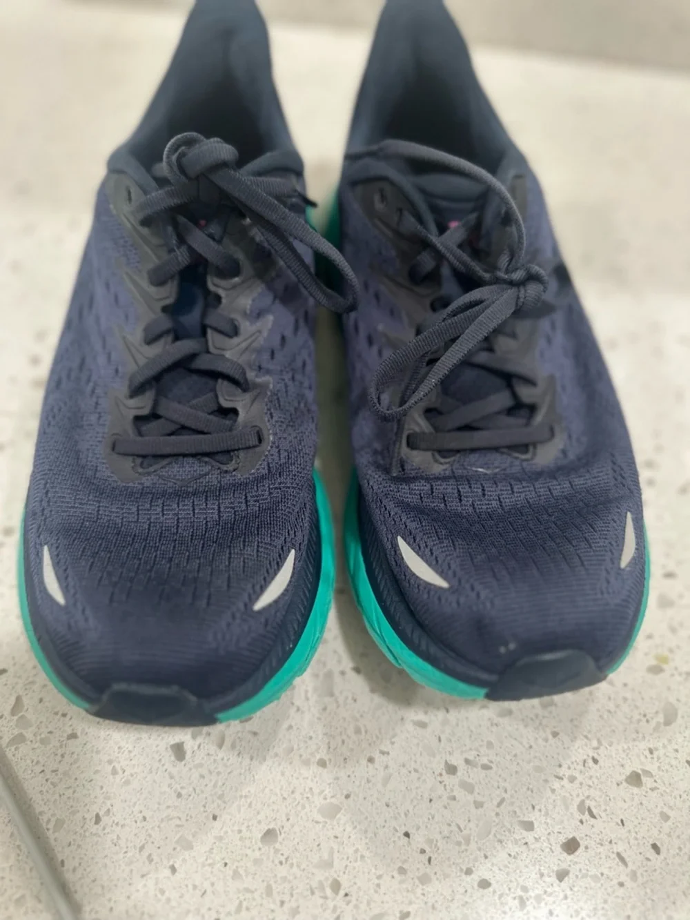 Hoka Women's Navy Blue Teal Running Shoes with Pink Logo - Picture 10 of 15